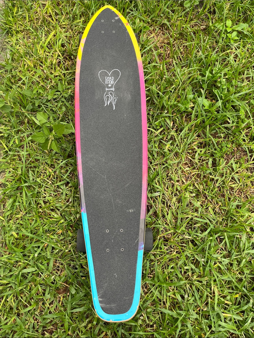 Colorful Kids Longboard Skateboard - Pink Blue Yellow